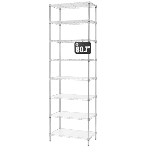 Finnhomy Chrome 8-Tier Adjustable Wire Shelving Unit - 80.7 Inches High Storage Rack