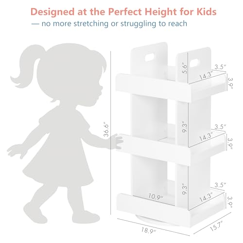 Kids Rotating Bookshelf Tower - Spinning Bookcase for Toddlers & Kids