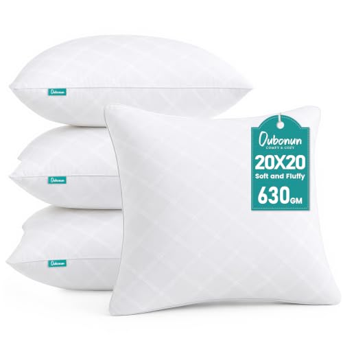 20x20 Inch Throw Pillow Inserts Set of 4 - Soft Square Cushion Inner