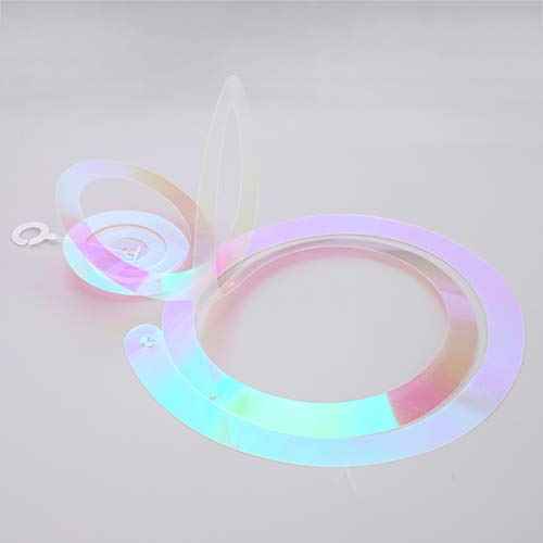 Iridescent White Swirl Hanging Decorations, Shimmer Plastic Streamer for Ceiling, Party Supplies for Birthday Graduation Bachelorette Wedding Baby Shower Graduation Christmas New Year