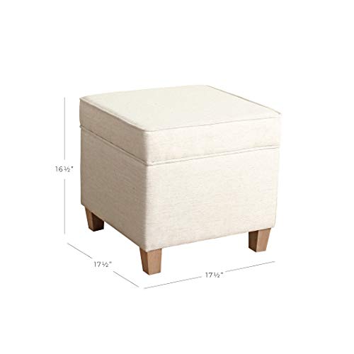 Cream Square Storage Ottoman with Lift-Off Lid - HomePop Classic Accent Piece