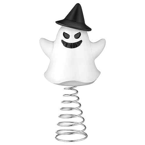 Queekay Christmas Ghost Tree Topper Small Ghost Ornaments 4 Inches Spooky Tree Topper Mini Miniature Christmas Treetop Decoration for Xmas Holiday Party Decor
