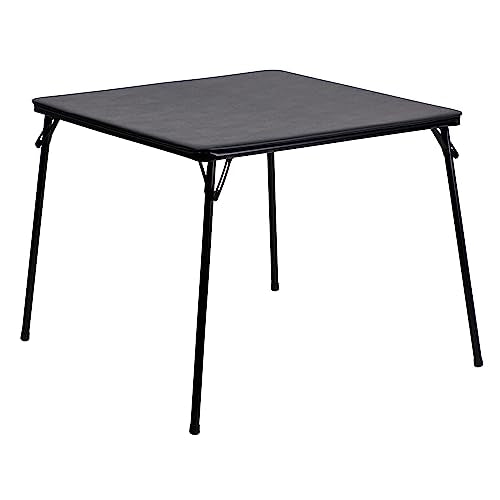 Folding Card Table - 33.5 Inch, Black, Portable Multipurpose Game & Party Table
