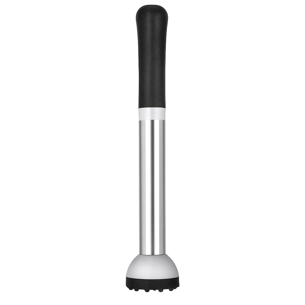 Natier Stainless Steel 8.5" Cocktail Muddler, Professional Drink Muddler for Mojitos, Lemons, and Fruit Cocktails, Durable Bartender Tool with Non-Scratch Nylon Head, Dishwasher Safe
