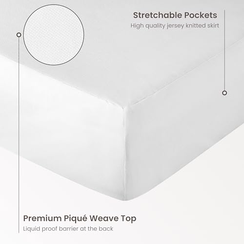 Organic Waterproof Mattress Protector King Pique Top - Breathable, GOTS Certified