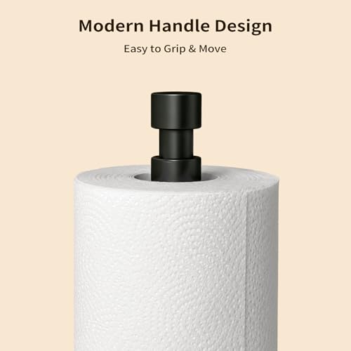 YUMORE Black Heavy Duty Paper Towel Holder with Weighted Base - 4.2lbs Kitchen Countertop Dispenser
