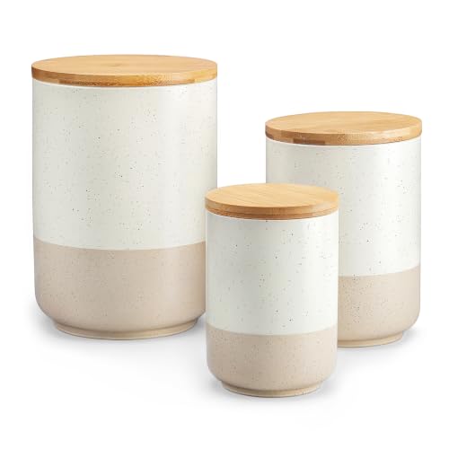 Ceramic Food Storage Canister Set of 3 - 18/36/74 OZ Kitchen Organizers