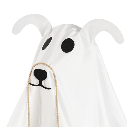 2 Pack Light-Up Ghost Dog Halloween Decorations - 2.3 FT Spooky & Cute Yard Decor with Signs