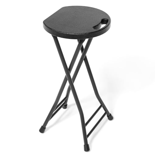 LEDLAY 24-Inch Black Folding Stool with Handle, Heavy-Duty 500LBS Capacity