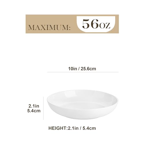 MALACASA Ivory White 10-Inch Pasta Bowls Set of 4, 56 OZ, Microwave & Dishwasher Safe