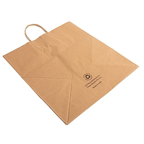 Recyclable Kraft Paper Shopping Bags with Twisted Handles - Eco-Friendly Brown Bags 14x10x15.75