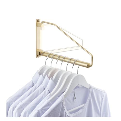 Triangle Brushed Gold Wall Mount Clothes Hanger Rack Swing Arm Organizer