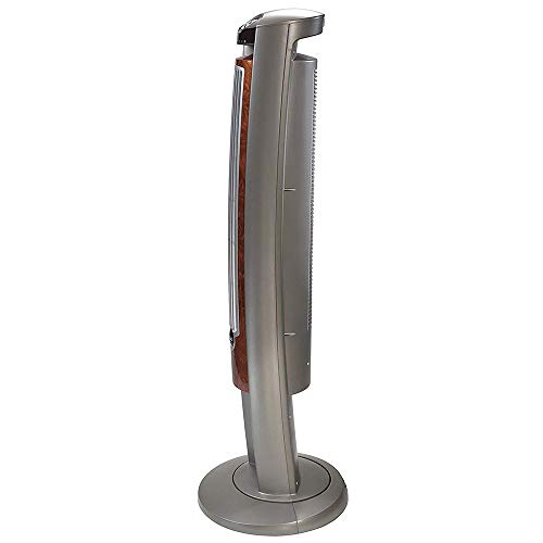 Lasko 42-Inch Oscillating Tower Fan with Remote - Gray/Woodgrain, Quiet & Powerful Cooling