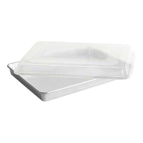 Extra Large High-Sided Baking Pan with Lid - 21x15 Inch Uncoated Aluminum Oven-Safe