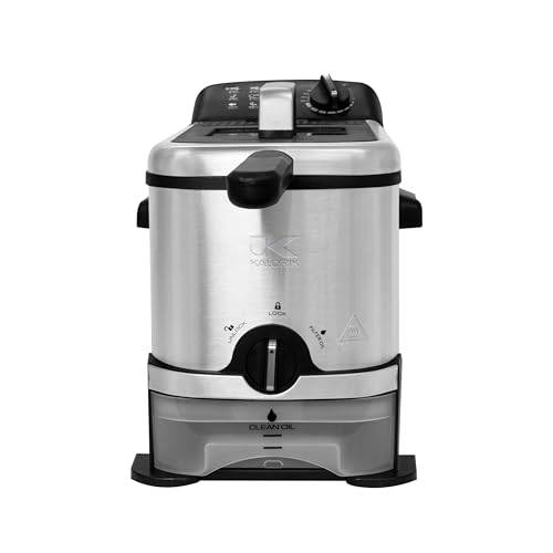 Kalorik 3 Quart Deep Fryer with Oil Filtration Adjustable Temp Dishwasher-Safe Basket