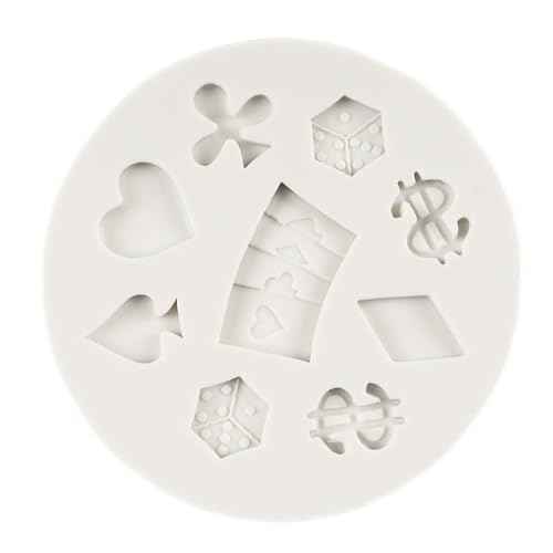 Poker Silicone Molds Playing Cards Hearts Diamonds Spades Clubs Fondant Mold for Casino Themed Cake Decoration Cupcake Topper Chocolate Candy Polymer Clay Gum Paste