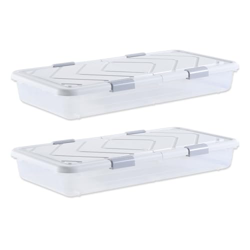 VEVOR Under Bed Storage with Wheels, 39.8 x 20.1 5.9 inch Underbed