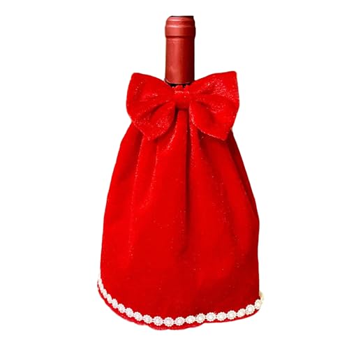 Red Velvet Wine Bottle Cover for Christmas Valentine's Day Party Decor
