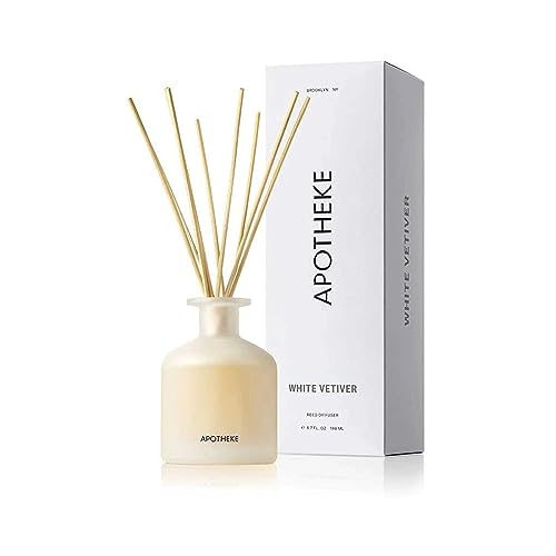 Apotheke Scented Reed Diffuser for Home, White Vetiver, 10 Sticks