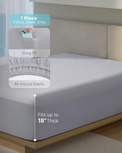Breescape King Fitted Cooling Sheet Gray Deep Pocket Bed Sheet - QMax >0.46