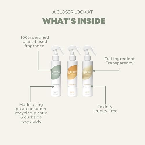Plant-Based Air Freshener Spray Set - 3 Scents: Golden Grove, Woodland Sage & Blondewood, 5 oz Each