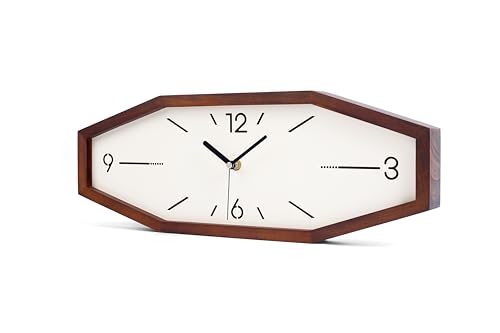 Brown Wooden Retro Wall Clock 18 Inch Square Rectangular Design