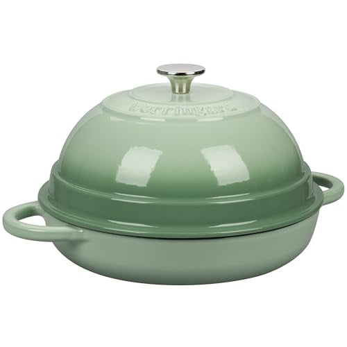 Dutch Oven Pot with Lid - 6 Quart Enamel Cast Iron for Bread & Cooking - Green