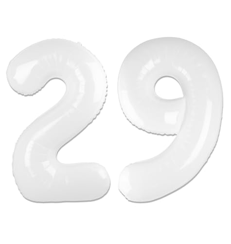 White Number 29 Balloon 40 inch, Translucent 29 Number Balloons, 29th White Birthday Decorations for Women Men, 29 Year Old Party Supplies