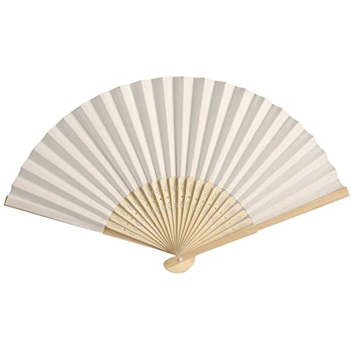 Cream Paper Hand Fans with Organza Bags 50pcs Wedding Party Favors DIY Decor