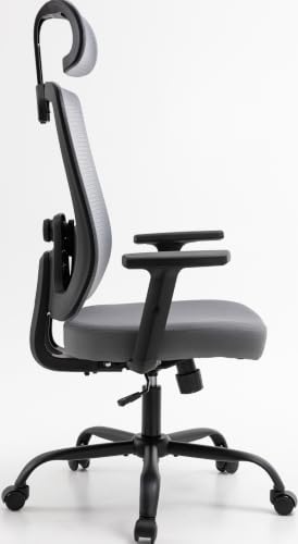 Ergonomic Mesh Office Chair with Adjustable Lumbar Support & Headrest - Gray Task Chair for Home & Work