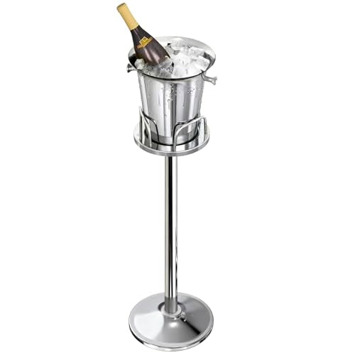 Silver Ice Bucket with Stand 5L Champagne Wine Cooler for Parties & Events
