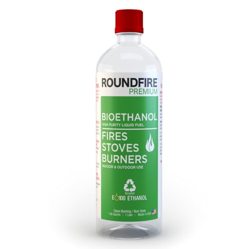 Roundfire Premium Bioethanol Fuel 6 x 1 Liter for Fireplaces Stoves and Burners - 6 Quart Pack