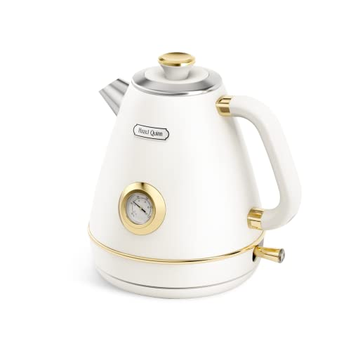 Hazel Quinn Retro Electric Kettle 1.7L with Thermometer Pearl White