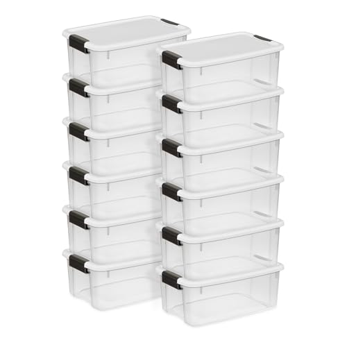 Sterilite Ultra Latch Storage Box 18 Quart - 12 Pack, Clear, Secure Lids
