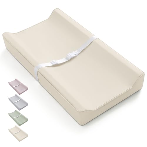 Beige Vegan Leather Baby Changing Pad with Waterproof Cover - Standard Size