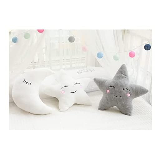 Soft Plush ELONEL Star Pillow Moon Cloud Fresh Cushion Bed Pillow Home Office Sofa car seat Cushion Party Supplies (Clouds (21.5*17.7) inch (55*45) cm, White)