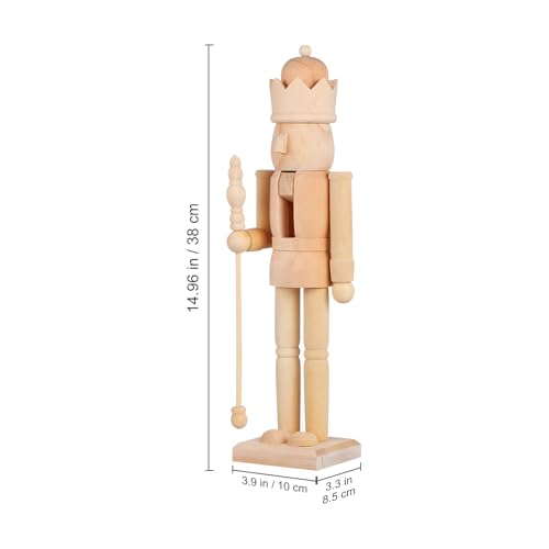 Ciieeo Light Yellow 4/38.00x10.00x8.50CM Unpainted Wooden Nutcracker DIY Kit