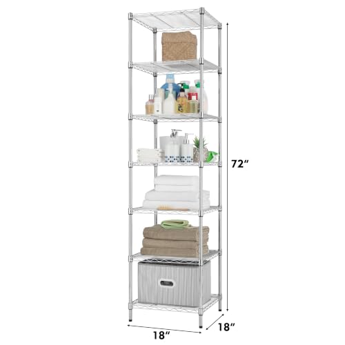 Finnhomy 7-Tier Heavy Duty Wire Shelving Unit - 72 Inch Chrome Storage Rack