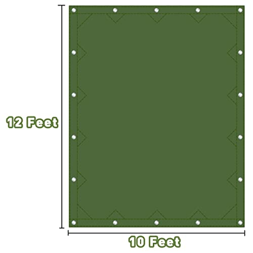 Heavy Duty Canvas Tarp 10x12 Feet - Waterproof Green Heavy-Duty Canvas Cover - Olive Green Variation