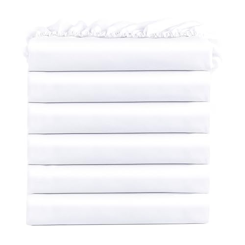 FreshCulture Queen Fitted Sheets - White Deep Pocket Microfiber Pack of 6