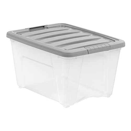 32 Qt. Stackable Plastic Storage Bins with Latching Lids - Set of 6