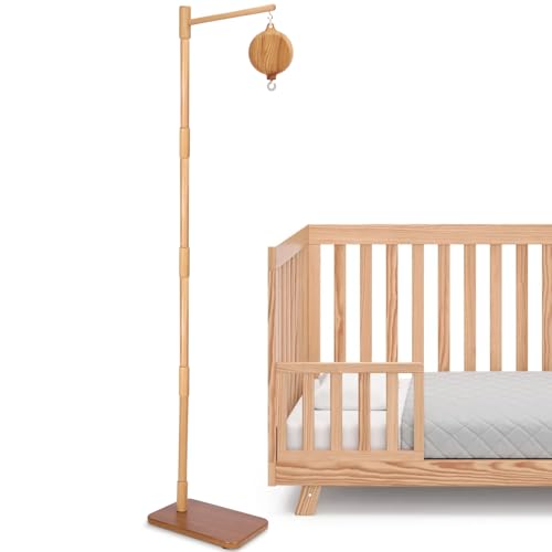 165cm Floor-Standing Baby Mobile Arm with Music Box - Beech Wood Nursery Decor