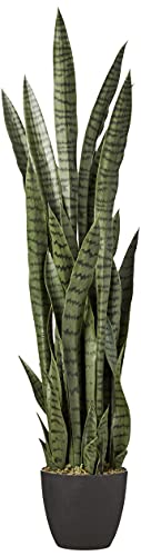 48 Inch Artificial Snake Plant with Pot - Realistic Indoor Faux Foliage