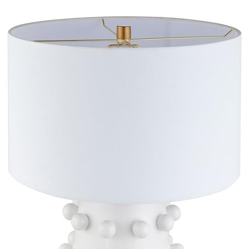 Modern 26-Inch White Ceramic Table Lamp with Spherical Orbs - Flat White