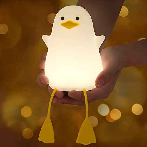 Duck Night Light for Kids, Cute Benson Ducks Gifts, Squishy Touch Silicone Animal Nursery Bedside Lamp Goose Gifts, Dimmer & Rechargeable, Birthday Gifts for Boys Girls Women Teens