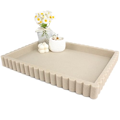 Beige 14-Inch Modern Decorative Tray for Coffee Table - YMXYJM