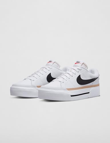 Nike Women's Court Legacy Lift Shoes 9.5 White Black Hemp Orange