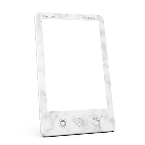 Verilux HappyLight Luxe Light Therapy Lamp - White Marble, 10,000 Lux, UV-Free LED