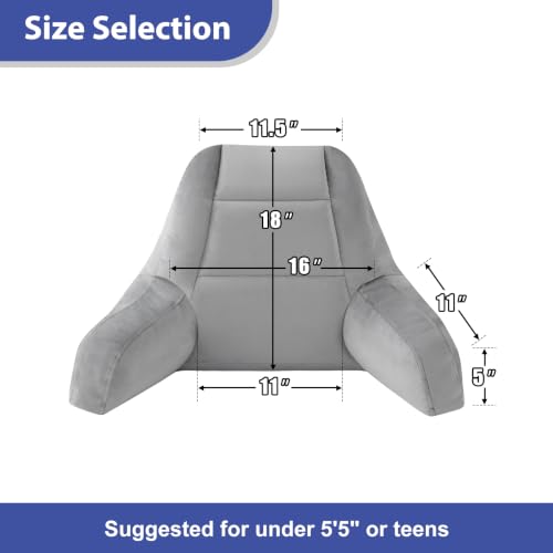 IASEAHK 18-Inch Light Grey Reading Pillow for Bed Sitting Up with Multi-Angle Support