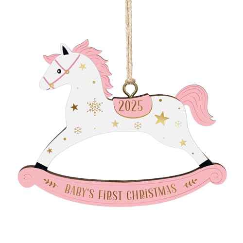 WhatSign Baby's First Christmas Ornament 2025 - Pink Wooden Newborn Girl Christmas Tree Decoration Keepsake